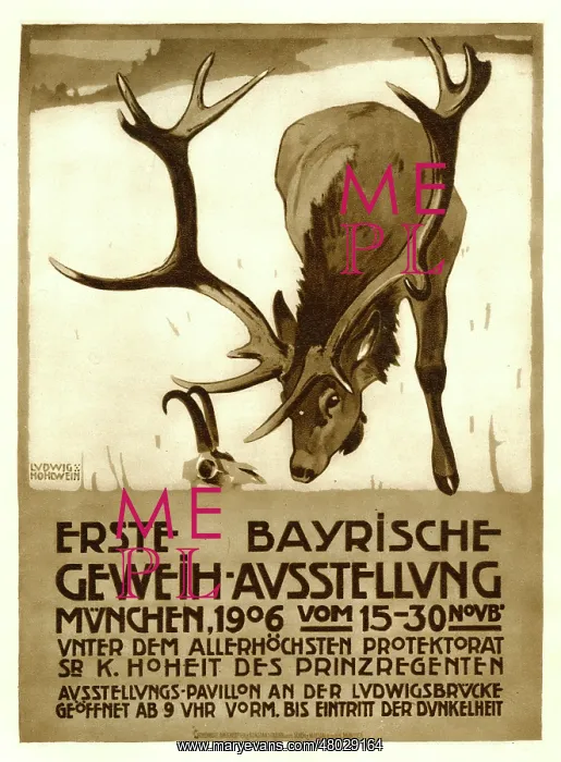 : A poster advertising the first Bavarian antler exhibition : A poster advertising the first Bavarian antler exhibition
