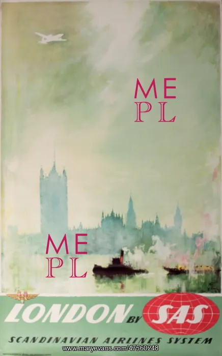 : Poster advertising flights to London by SAS : Poster advertising flights to London by SAS