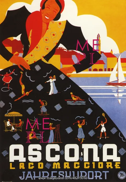 : Poster advertising for the holiday destination Ascona 19 : Poster advertising for the holiday destination Ascona 19