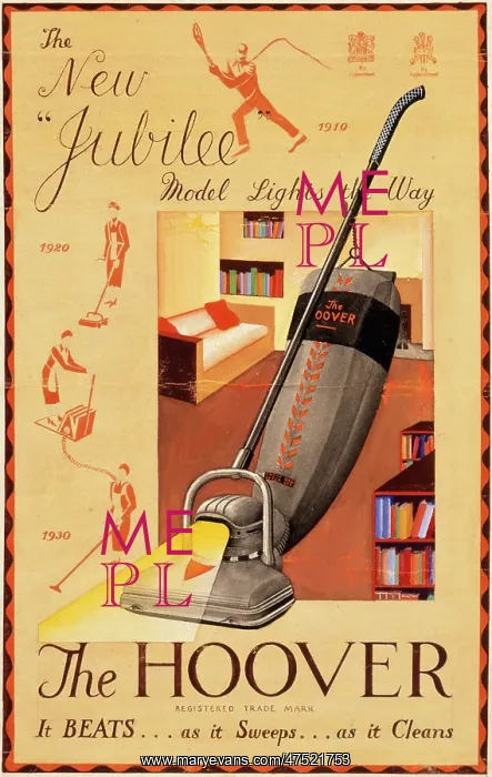 : Poster advertising the Hoover vacuum cleaner : Poster advertising the Hoover vacuum cleaner