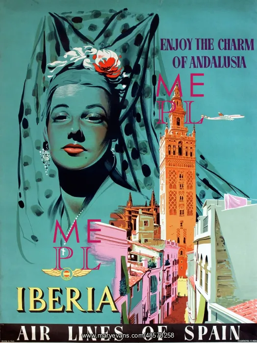 : Poster advertising Iberia Airlines : Poster advertising Iberia Airlines