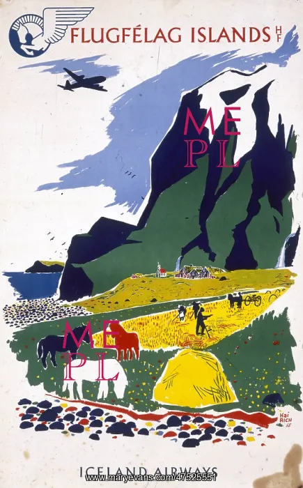 : Poster advertising Iceland Airways : Poster advertising Iceland Airways