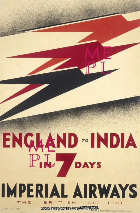 : Poster advertising Imperial Airways to India : Poster advertising Imperial Airways to India