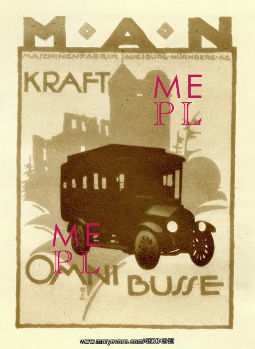 : A poster advertising MAN omnibuses : A poster advertising MAN omnibuses