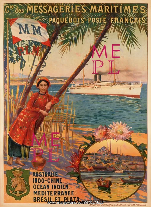 : Poster advertising Messageries Maritimes : Poster advertising Messageries Maritimes