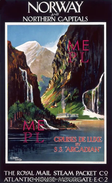 : Poster advertising Norway via Royal Mail : Poster advertising Norway via Royal Mail