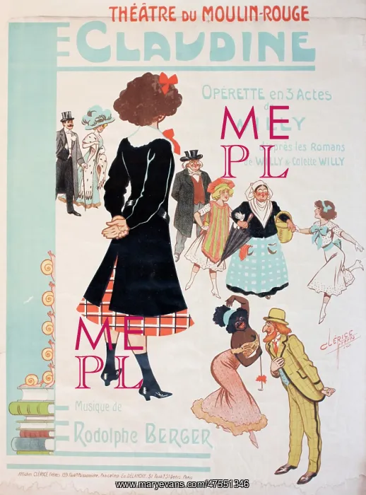 : Poster advertising an operetta, Claudine : Poster advertising an operetta, Claudine