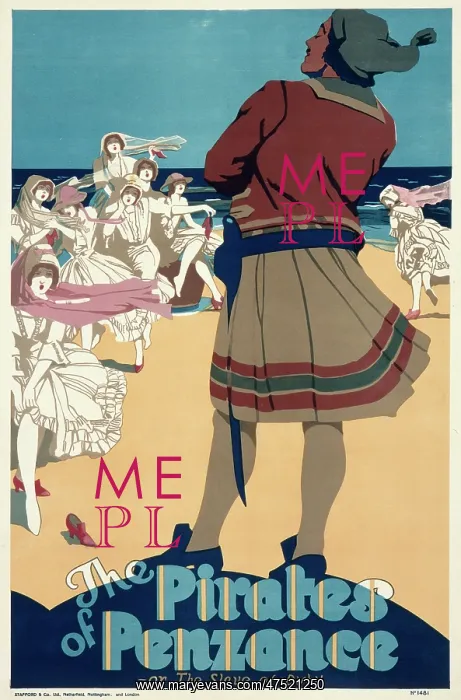 : Poster advertising the Pirates of Penzance : Poster advertising the Pirates of Penzance