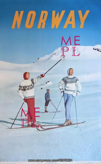 : Poster advertising skiing in Norway : Poster advertising skiing in Norway