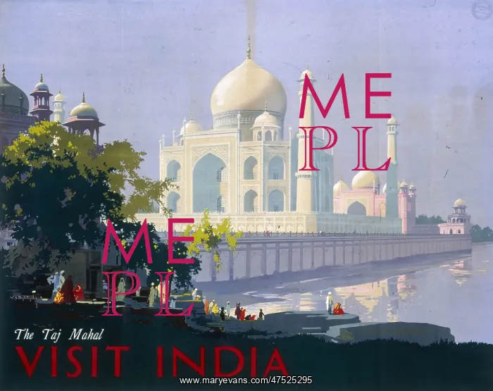 : Poster advertising the Taj Mahal, India : Poster advertising the Taj Mahal, India