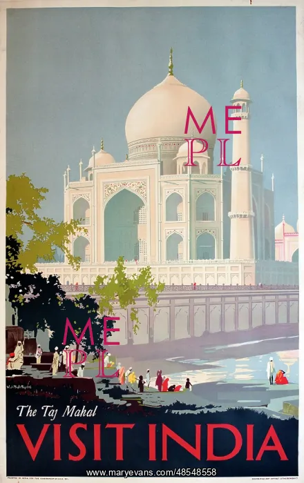 : Poster advertising the Taj Mahal, India : Poster advertising the Taj Mahal, India