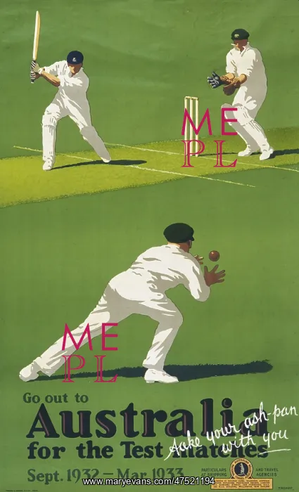 : Poster advertising the Test Match in Australia : Poster advertising the Test Match in Australia