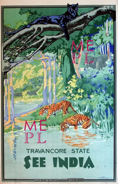 : Poster advertising Travancore State, India : Poster advertising Travancore State, India