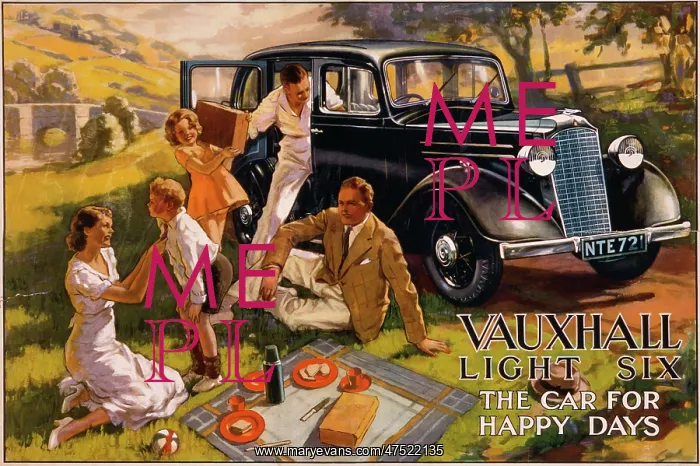 : Poster advertising the Vauxhall Light Six car : Poster advertising the Vauxhall Light Six car