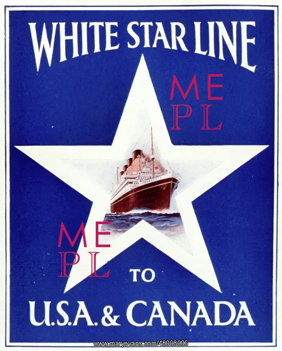 : Poster advertising White Star Line to USA and Canada : Poster advertising White Star Line to USA and Canada