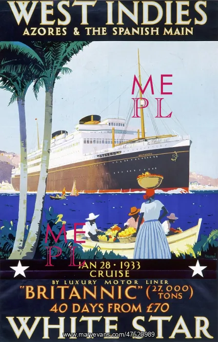 : Poster advertising White Star to the West Indies : Poster advertising White Star to the West Indies