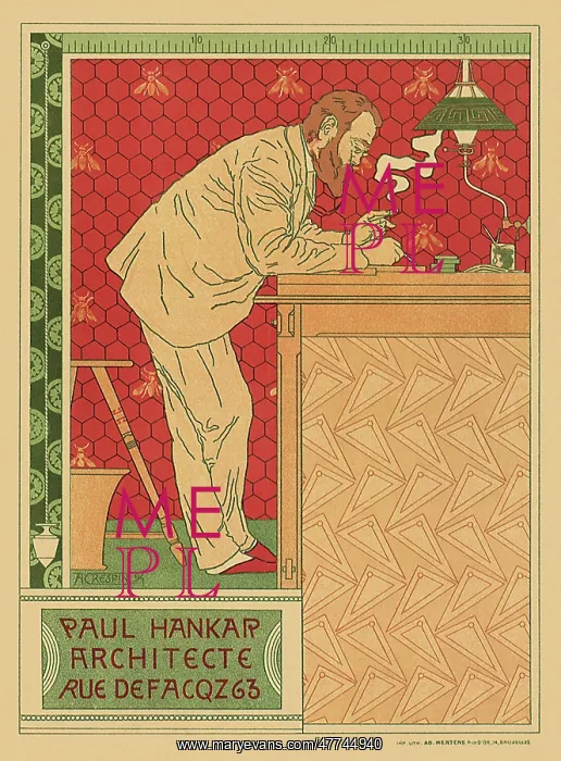 : Poster for an Architect with Man Leaning Over a Table : Poster for an Architect with Man Leaning Over a Table