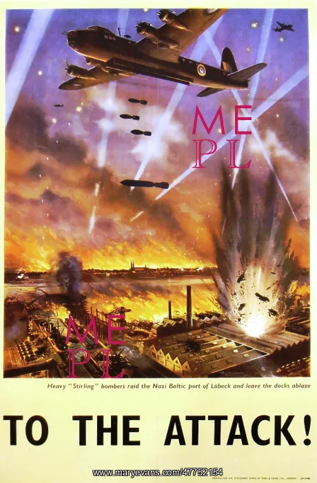 : Poster, To the Attack, port of Lubeck, WW2 : Poster, To the Attack, port of Lubeck, WW2