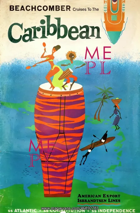 : Poster, Beachcomber Cruises to the Caribbean : Poster, Beachcomber Cruises to the Caribbean