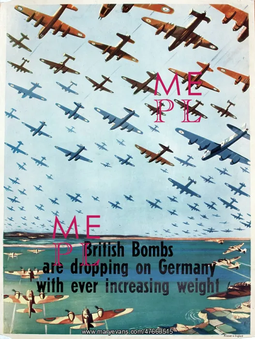 : Poster, British bombs are dropping on Germany, WW2 : Poster, British bombs are dropping on Germany, WW2