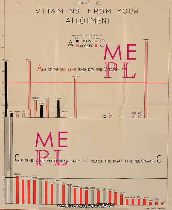 : Poster, Chart III, vitamins from your allotment, WW2 : Poster, Chart III, vitamins from your allotment, WW2
