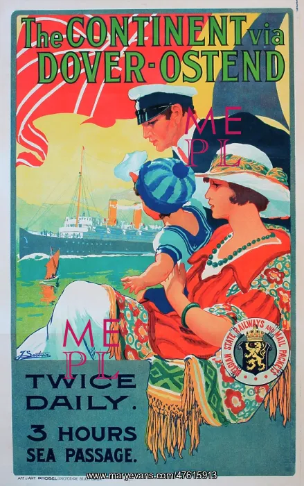 : Poster, The Continent via Dover-Ostend : Poster, The Continent via Dover-Ostend