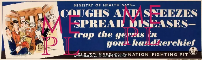 : Poster, Coughs and Sneezes Spread Diseases, WW2 : Poster, Coughs and Sneezes Spread Diseases, WW2