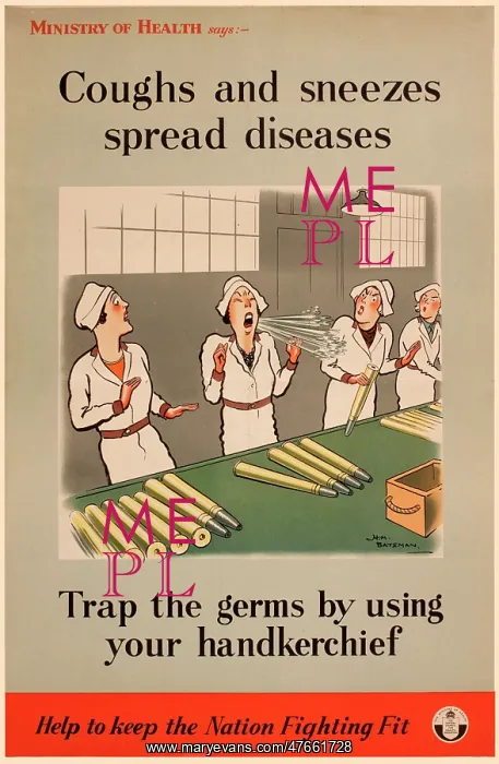 : Poster, Coughs and sneezes spread diseases, WW2 : Poster, Coughs and sneezes spread diseases, WW2
