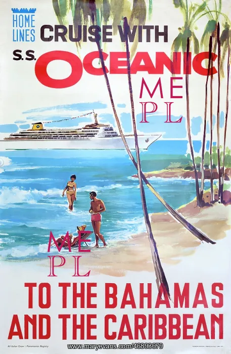 : Poster, Cruise with Home Lines on the SS Oceanic : Poster, Cruise with Home Lines on the SS Oceanic