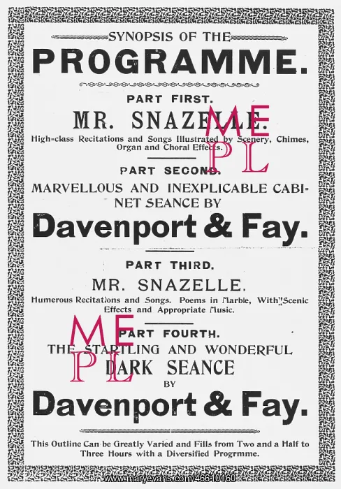 : POSTER: DAVENPORT SEANCE : POSTER: DAVENPORT SEANCE