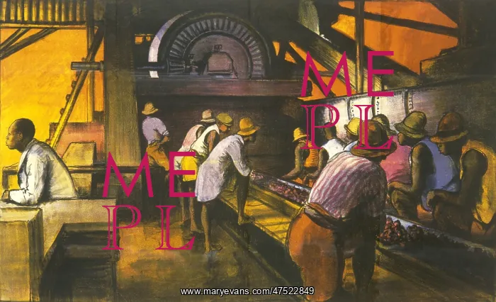 : Poster depicting the sorting of manganese ore : Poster depicting the sorting of manganese ore