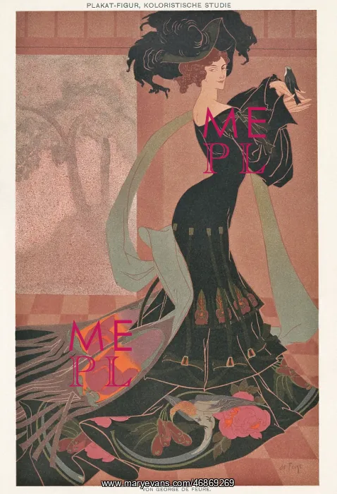 : Poster design, colour study by George de Feure : Poster design, colour study by George de Feure