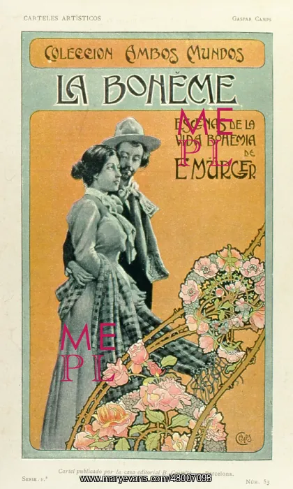 : Poster design for La Boheme, by Henry Murger : Poster design for La Boheme, by Henry Murger
