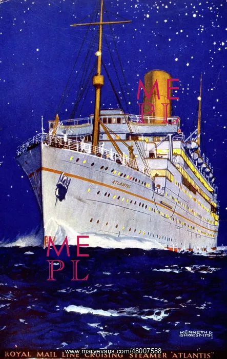 : Poster design for Royal Mail Line, Atlantis : Poster design for Royal Mail Line, Atlantis