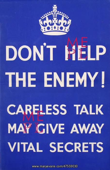 : Poster: Don't Help The Enemy! : Poster: Don't Help The Enemy!