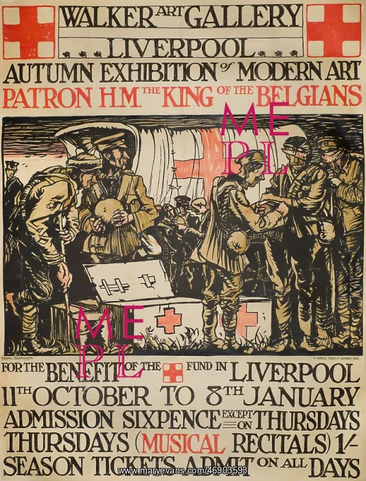 : Poster, Exhibition at Walker Art Gallery, Liverpool, WW1 : Poster, Exhibition at Walker Art Gallery, Liverpool, WW1