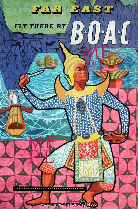 : Poster, Far East, fly there by BOAC : Poster, Far East, fly there by BOAC