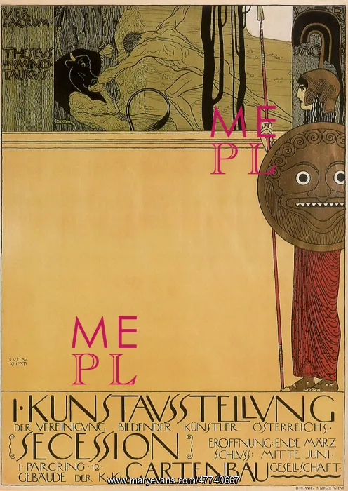 : Poster for First Secession Exhibition, by Klimt : Poster for First Secession Exhibition, by Klimt