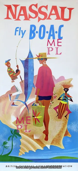 : Poster, Fly BOAC to Nassau : Poster, Fly BOAC to Nassau