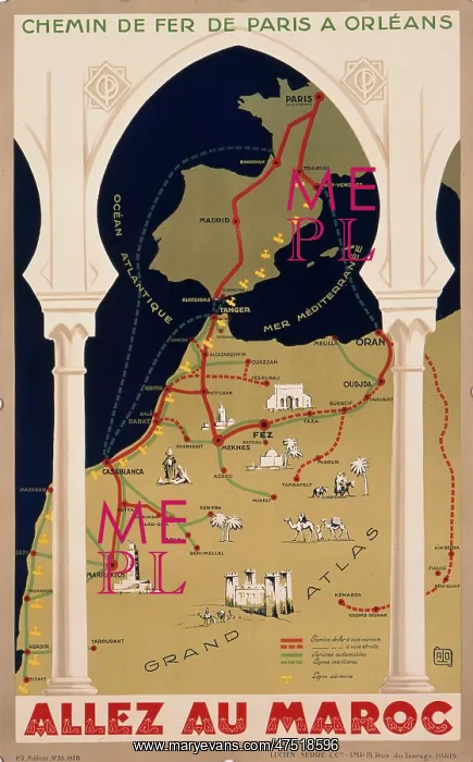 : Poster for French railways to Morocco : Poster for French railways to Morocco