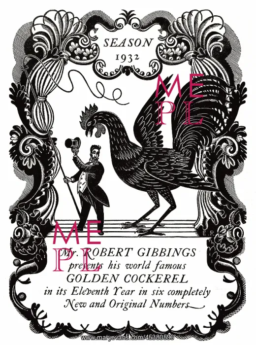 : Poster for the Golden Cockerel Press, by Eric Ravilious : Poster for the Golden Cockerel Press, by Eric Ravilious