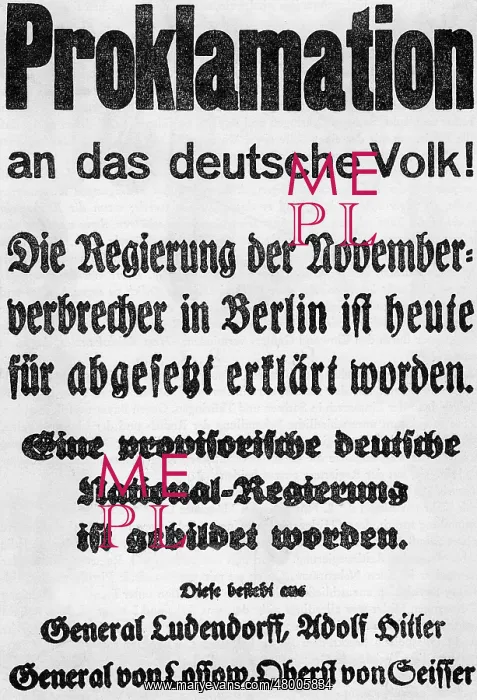 : Poster of Hitler Coup, 1923 : Poster of Hitler Coup, 1923
