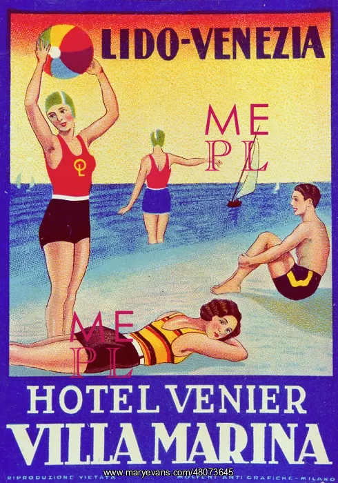: Poster, Hotel Venier, Villa Marina, Lido, Venice, Italy : Poster, Hotel Venier, Villa Marina, Lido, Venice, Italy