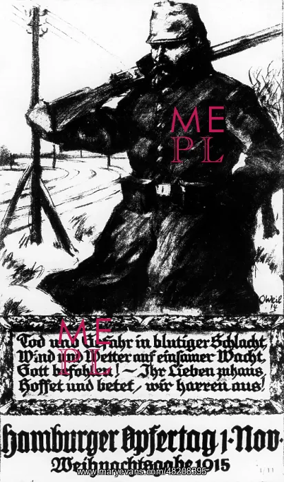 : Poster with an idealized German soldier, 1915 : Poster with an idealized German soldier, 1915