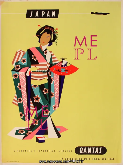 : Poster, Japan via Qantas : Poster, Japan via Qantas