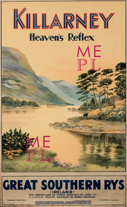 : Poster, Killarney, Great Southern Railways, Ireland : Poster, Killarney, Great Southern Railways, Ireland