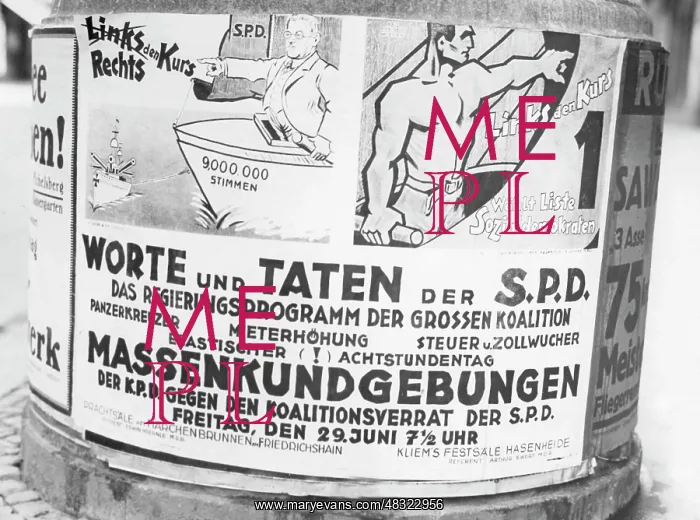 : Poster of the KPD on an advertising column, 1928 : Poster of the KPD on an advertising column, 1928