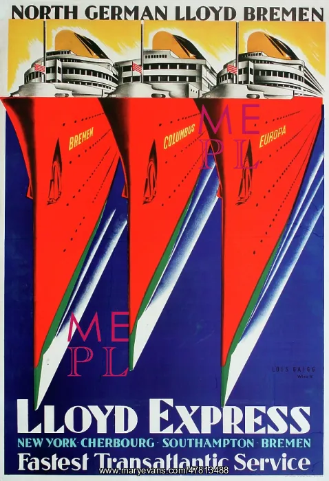 : Poster, Lloyd Express, North German Lloyd Bremen : Poster, Lloyd Express, North German Lloyd Bremen