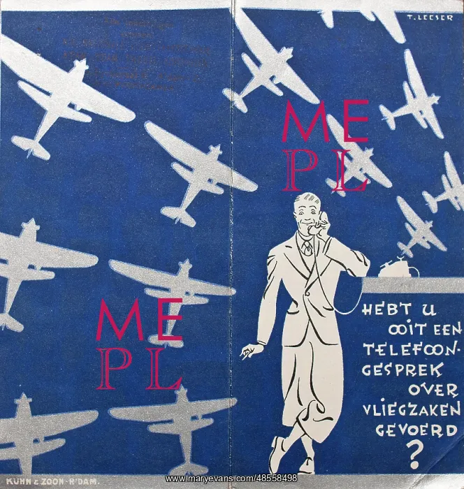 : Poster, Man with telephone and aeroplanes : Poster, Man with telephone and aeroplanes