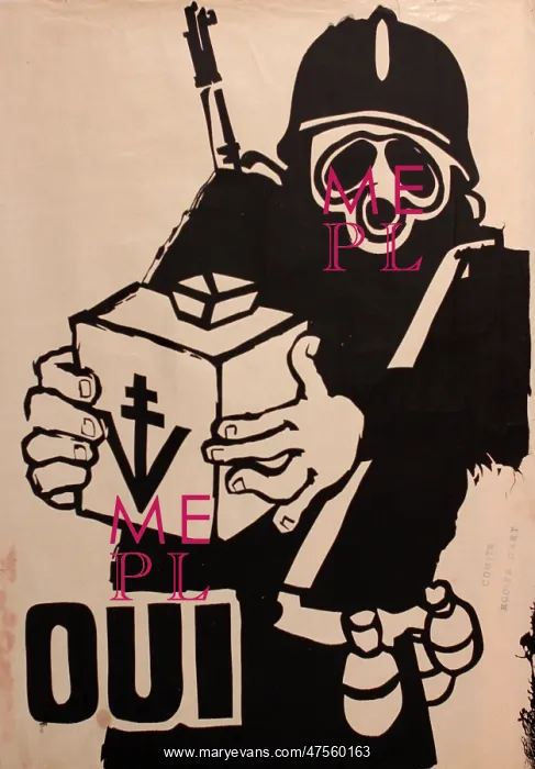 : Poster with masked soldier : Poster with masked soldier